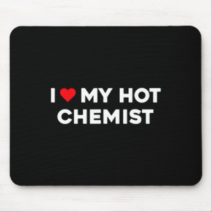 I Love (heart) My Hot Chemist Valentine Couple Mouse Pad