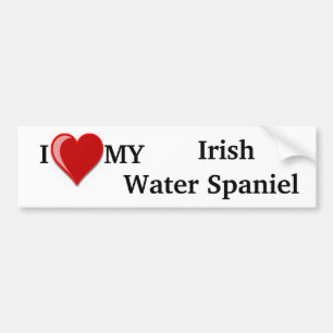 I Love (Heart) My Irish Water Spaniel Dog Bumper Sticker