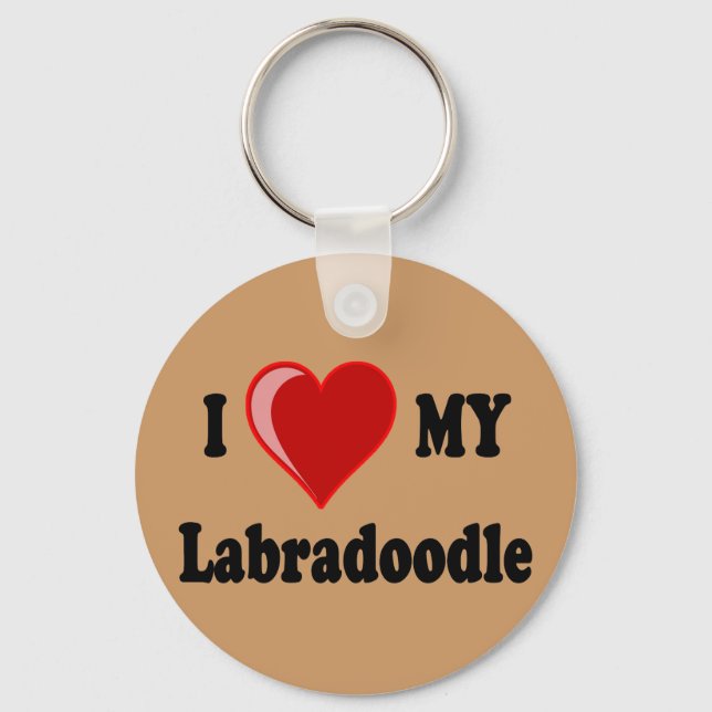 I Love (Heart) My Labradoodle Dog Key Ring (Front)