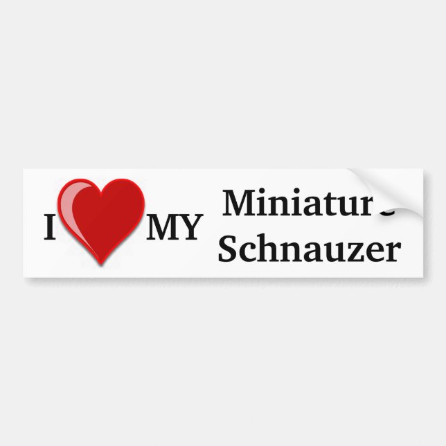 I Love (Heart) My Miniature Schnauzer Dog Bumper Sticker (Front)