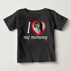 I love heart my mummy custom photo black baby T-Shirt