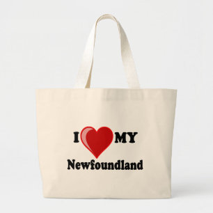 I Love (Heart) My Newfoundland Dog Large Tote Bag