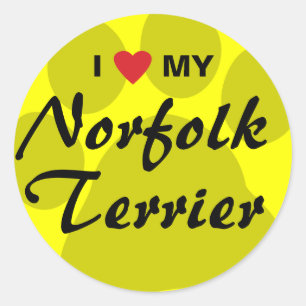 I Love (Heart) My Norfolk Terrier Classic Round Sticker