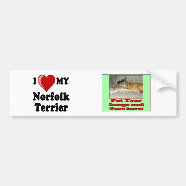 I Love (Heart) My Norfolk Terrier Dog Bumper Sticker (Front)