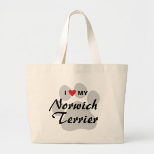 I Love (Heart) My Norwich Terrier Large Tote Bag