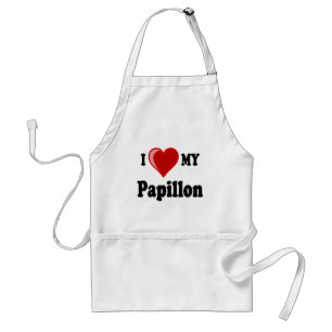 I Love (Heart) My Papillon Dog Standard Apron