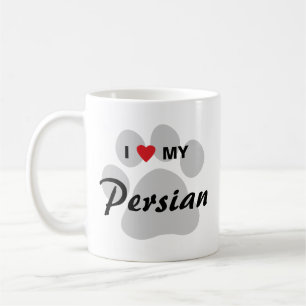 I Love (Heart) My Persian Cat Pawprint Design Coffee Mug
