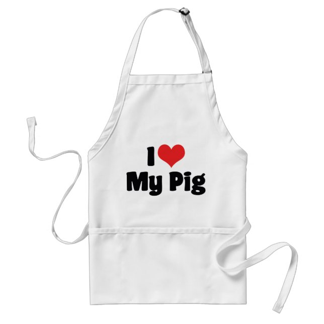 I Love Heart My Pig Standard Apron (Front)