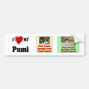 I Love (Heart) My Pumi Dog Bumper Sticker