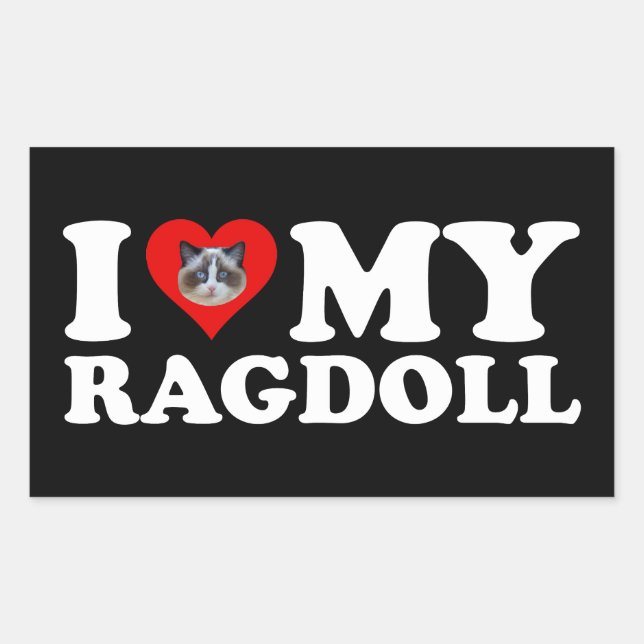 I Love (Heart) My Ragdoll Rectangular Sticker (Front)