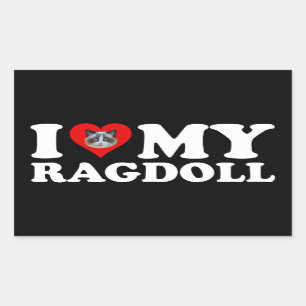 I Love (Heart) My Ragdoll Rectangular Sticker