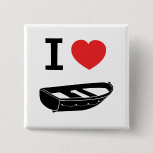 I love heart my rowing / row boat 15 cm square badge