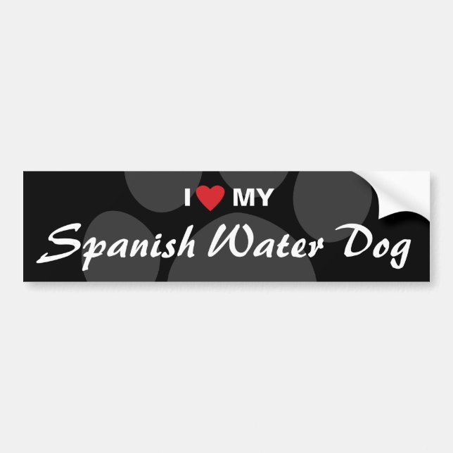 I Love (Heart) My Spanish Water Dog Bumper Sticker (Front)