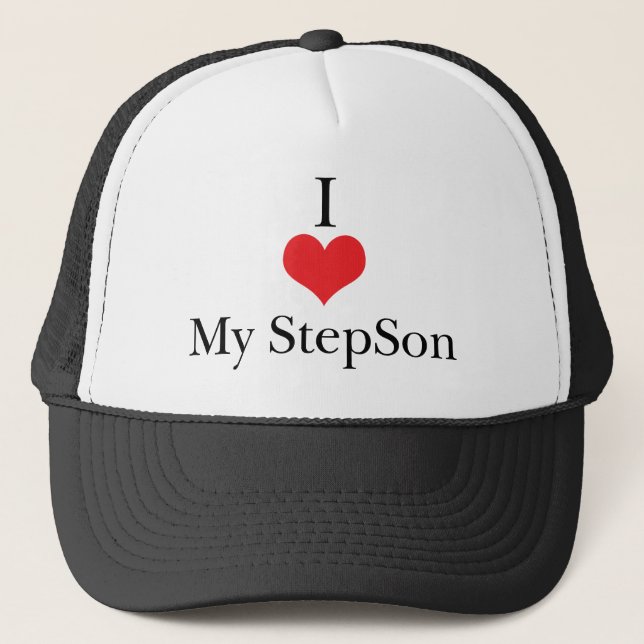 I Love (Heart) My StepSon Trucker Hat (Front)