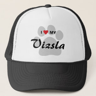 I Love (Heart) My Vizsla Pawprint Trucker Hat