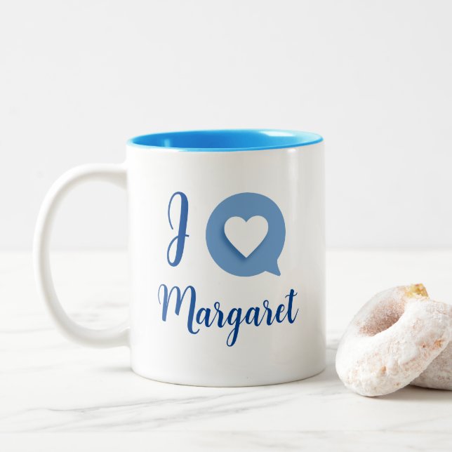 I Love / Heart Name Mag blue Coffee Mug (With Donut)