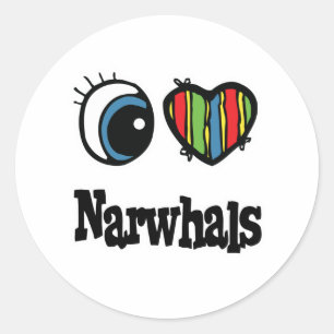 I Love (Heart) Narwhals Classic Round Sticker