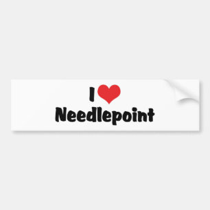 I Love Heart Needlepoint Bumper Sticker