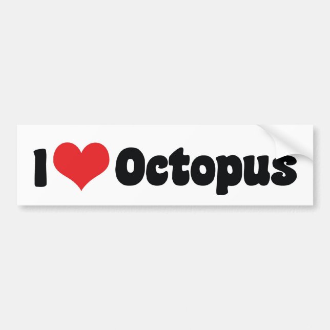 I Love Heart Octopus Bumper Sticker (Front)