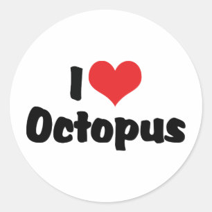 I Love Heart Octopus Classic Round Sticker
