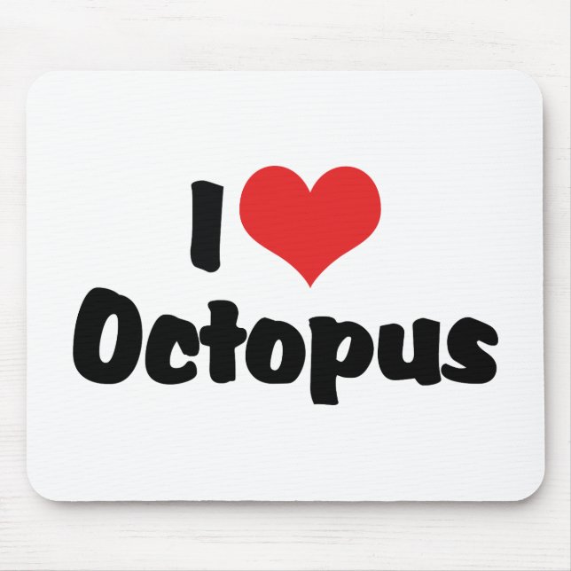 I Love Heart Octopus Mouse Pad (Front)