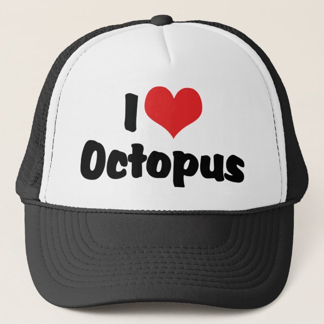 I Love Heart Octopus Trucker Hat (Front)