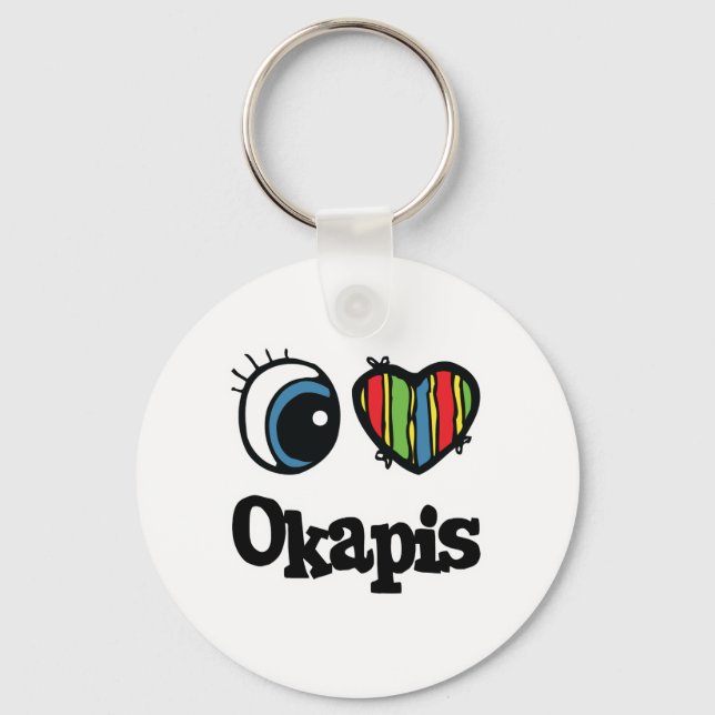 I Love (Heart) Okapis Key Ring (Front)