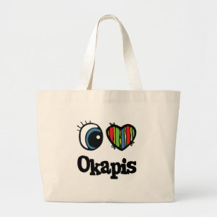 I Love (Heart) Okapis Large Tote Bag