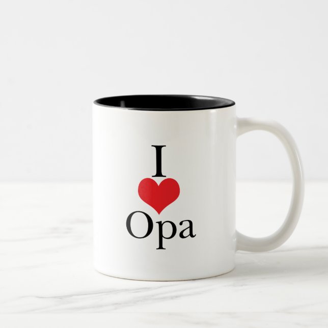 I Love (Heart) Opa Two-Tone Coffee Mug (Right)