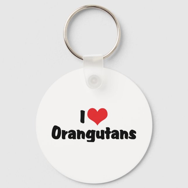 I Love Heart Orangutans Key Ring (Front)