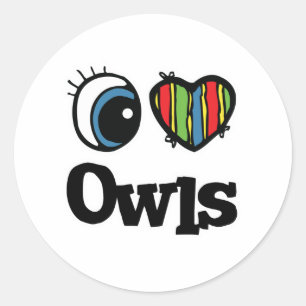 I Love (Heart) Owls Classic Round Sticker
