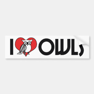 I Love Heart Owls - Owl Lover Bumper Sticker