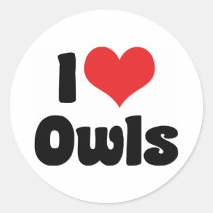 I Love Heart Owls - Owl Lover Classic Round Sticker
