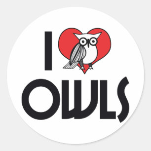 I Love Heart Owls - Owl Lover Classic Round Sticker