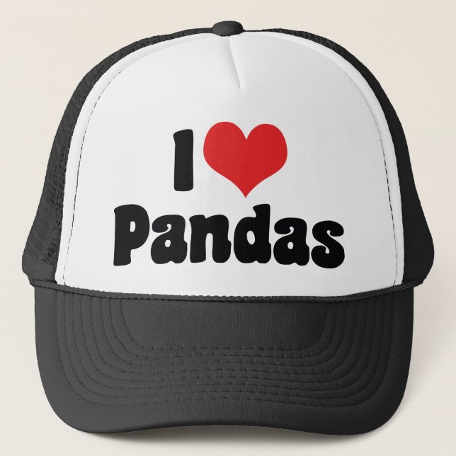 I Love Heart Pandas - Panda Lover Trucker Hat (Front)