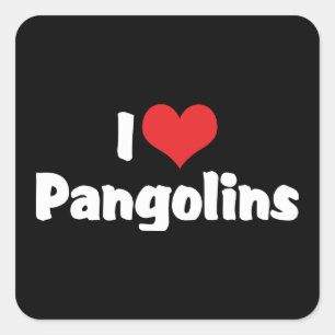 I Love Heart Pangolins - Pangolin Lover Square Sticker