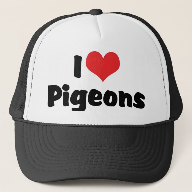 I Love Heart Pigeons - Bird Lover Trucker Hat (Front)