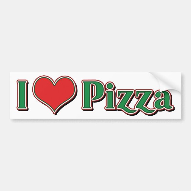 I Love Heart Pizza Bumper Sticker (Front)
