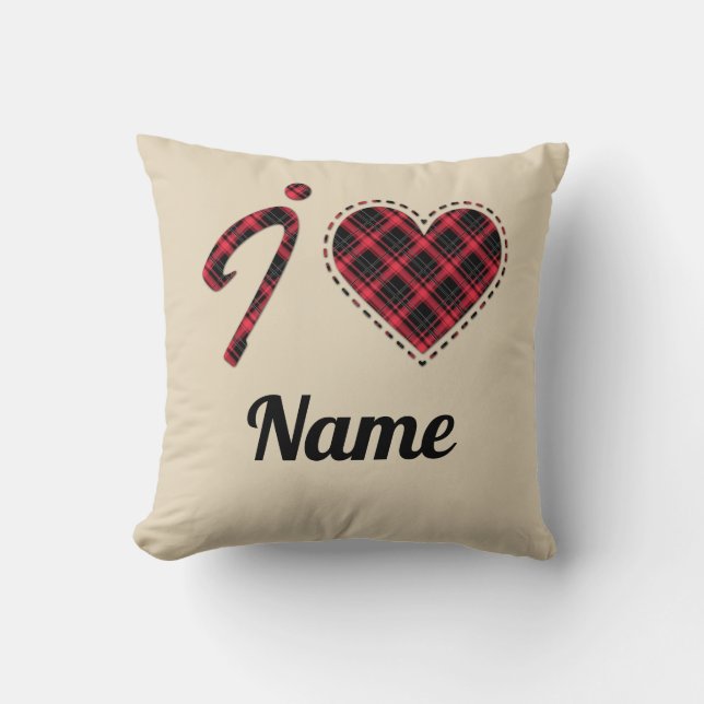 I love... Heart, plaid Cushion (Front)
