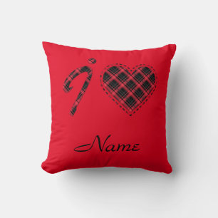 I love... Heart, plaid Throw Pillow