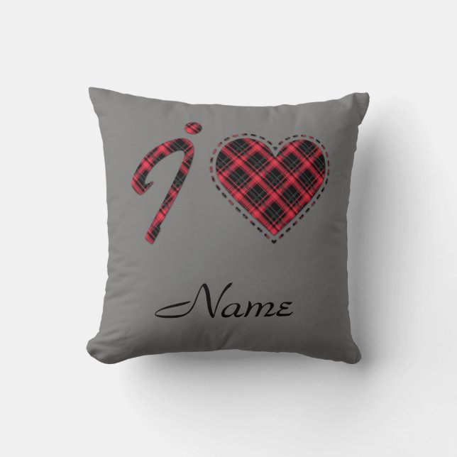 I love... Heart, plaid Throw Pillow (Front)