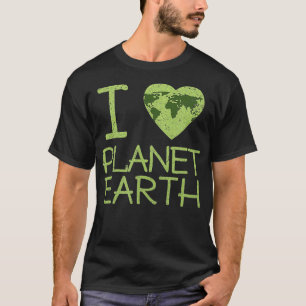 I Love Heart Planet Earth Globe  T-Shirt