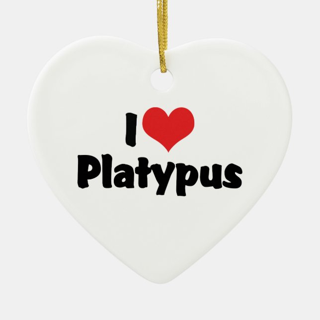 I Love Heart Platypus Ceramic Tree Decoration (Front)