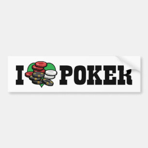 I Love Heart Poker - Texas Holdem Lover Bumper Sticker