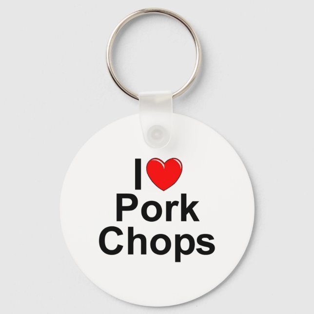 I Love (Heart) Pork Chops Key Ring (Front)