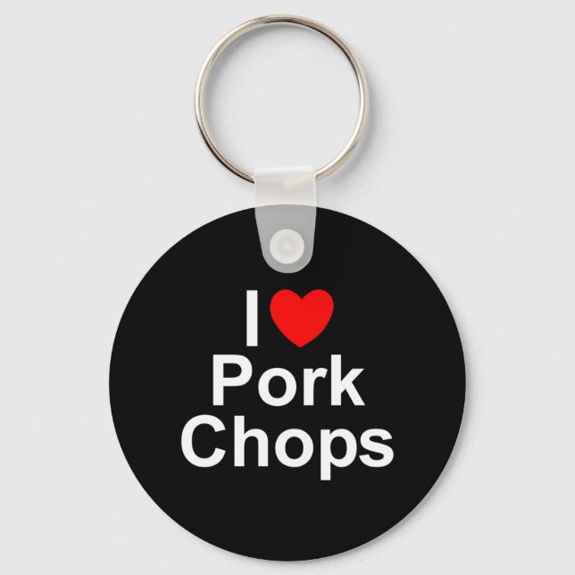 I Love (Heart) Pork Chops Key Ring (Front)