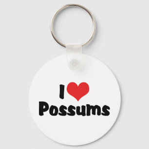 I Love Heart Possums Key Ring