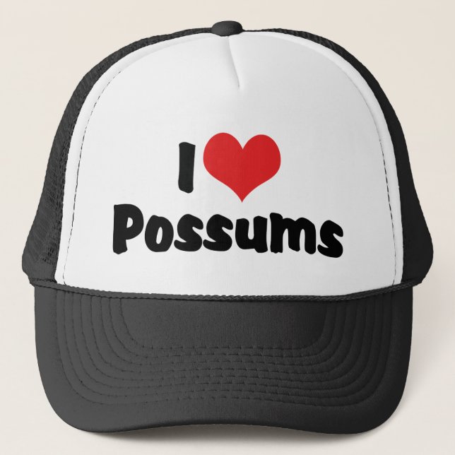 I Love Heart Possums Trucker Hat (Front)