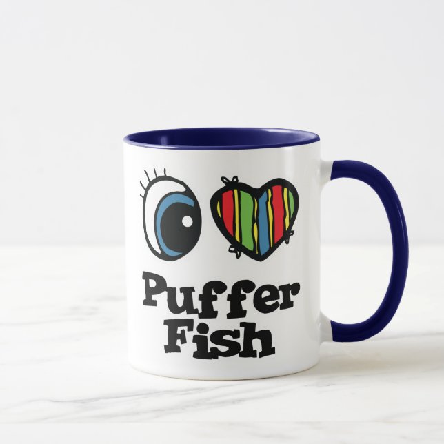 I Love (Heart) Puffer Fish Mug (Right)