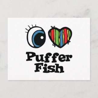 I Love (Heart) Puffer Fish Postcard